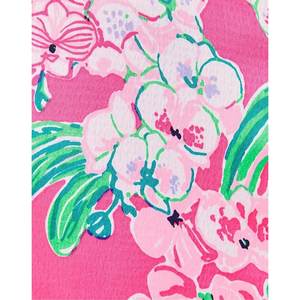 Lilly Pulitzer Pink Floral Romper Skort Bow Sleeve Size 4 Resort Spring - Picture 4 of 9
